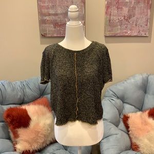 Black/ Yellow Cropped Woven Top